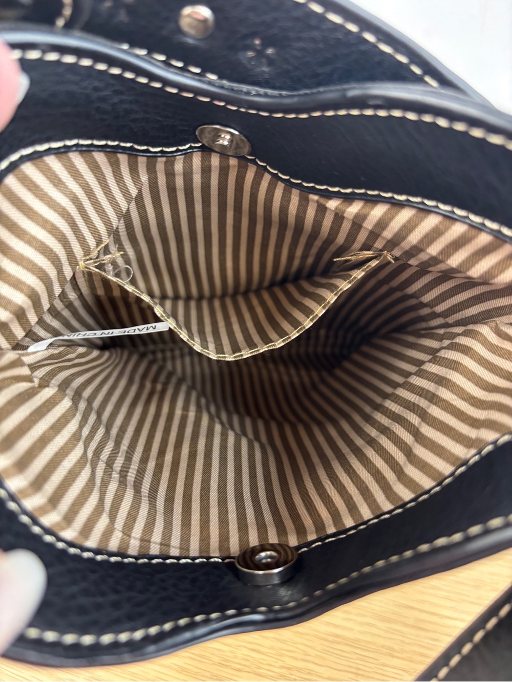 Fringed Embroidered Black Vegan Leather Crossbody Bag with Turquoise Concho - Picture 9 of 12